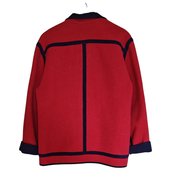 Vintage Wetherall Reversable Coat Red Blue Large XL Button Front Wool Llama - Picture 8 of 11